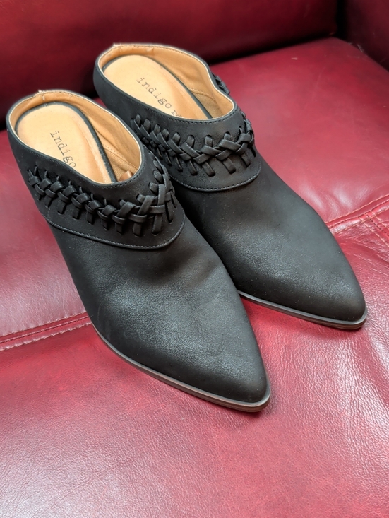 Indigo Shoes - Indigo Black Braided Pointed-Toe Mule Size 7